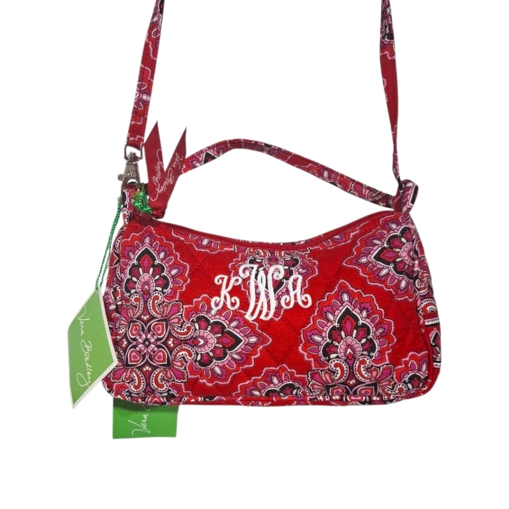 Vera Bradley Mesa Red Retired Fannie Mini Cross Body Purse Monogram "SMD" New